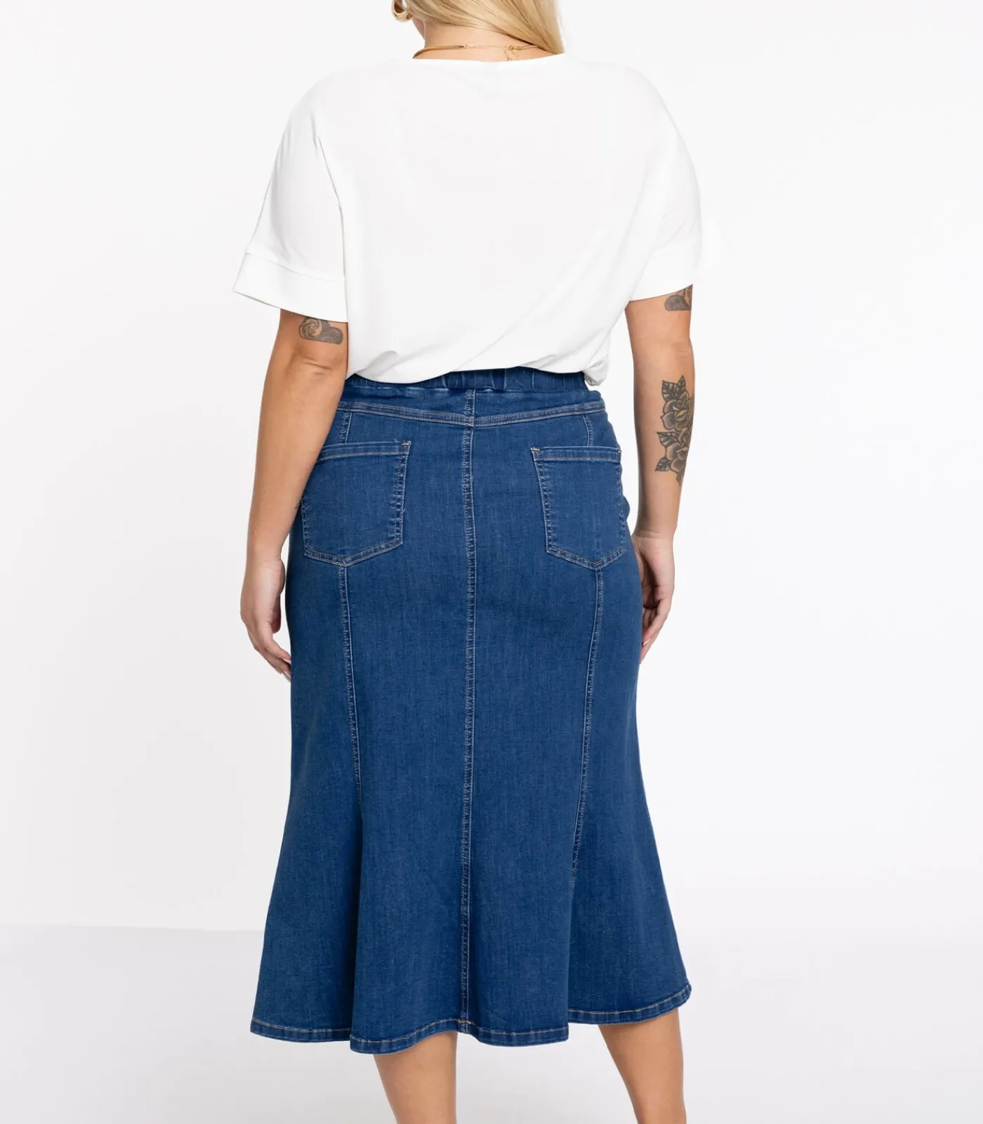 YOEK Dames Rok Spijker look Indigo Best