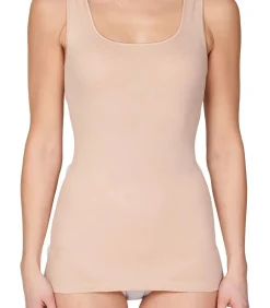 Ten Cate Dames singlet / Hemd - 32286 - Biologisch katoenen onderhemd - Brede bandjes - Wit - Zwart - Huidskleur beige Clearance