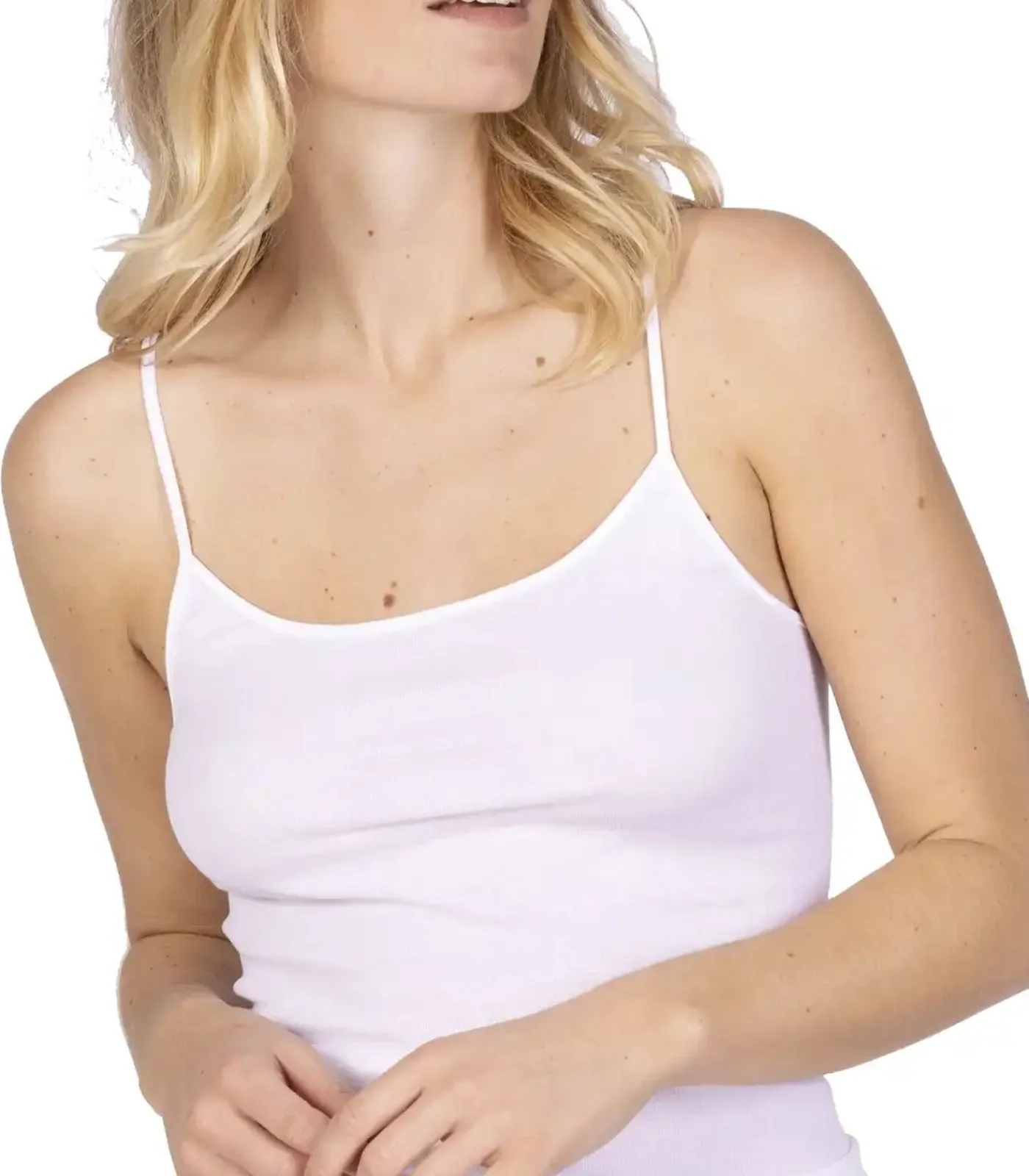 Nina from C. Dames spaghetti hemd biologisch katoen - Onderhemd - vrouwen singlet 100% katoen white Online