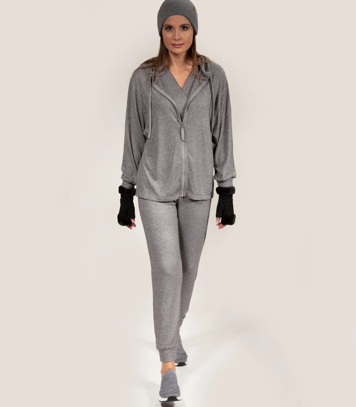 ISOTONER Dames sweatshirt met capuchon Heather grijs gray