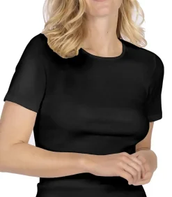 Nina from C. Dames T-shirt biologisch katoen zwart - Duurzaam Vrouwen ondershirt korte mouwen - Ronde hals black Discount