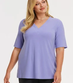 YOEK Dames T-shirt met v-hals lilac Clearance