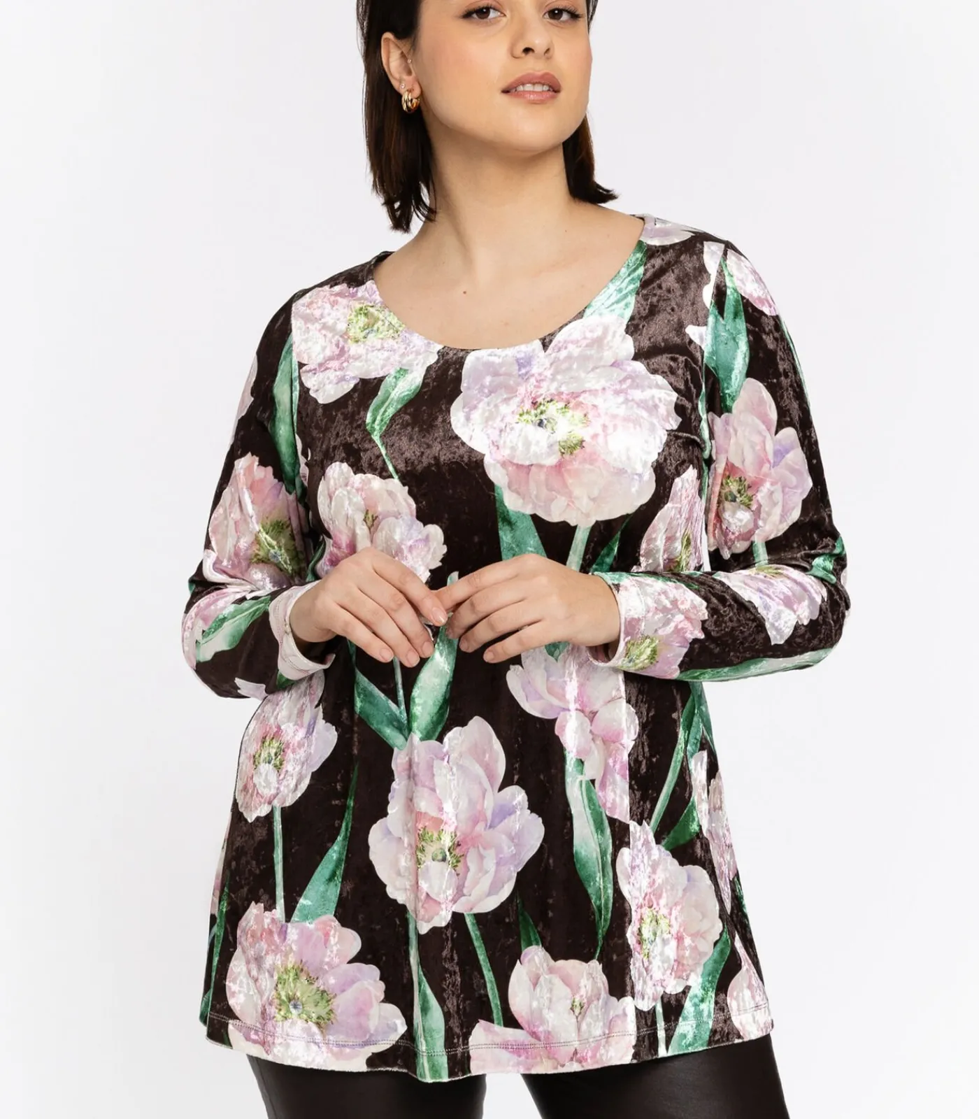 YOEK Dames Tuniek wijde pasvorm brown New