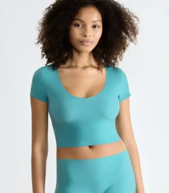 sloggi Dames Zero Feel Crop Top - T-shirt korte mouw - Naadloos - ondershirt blue Outlet
