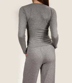 ISOTONER Damesbroek met wijde pijpen Heidegrijs gray Best
