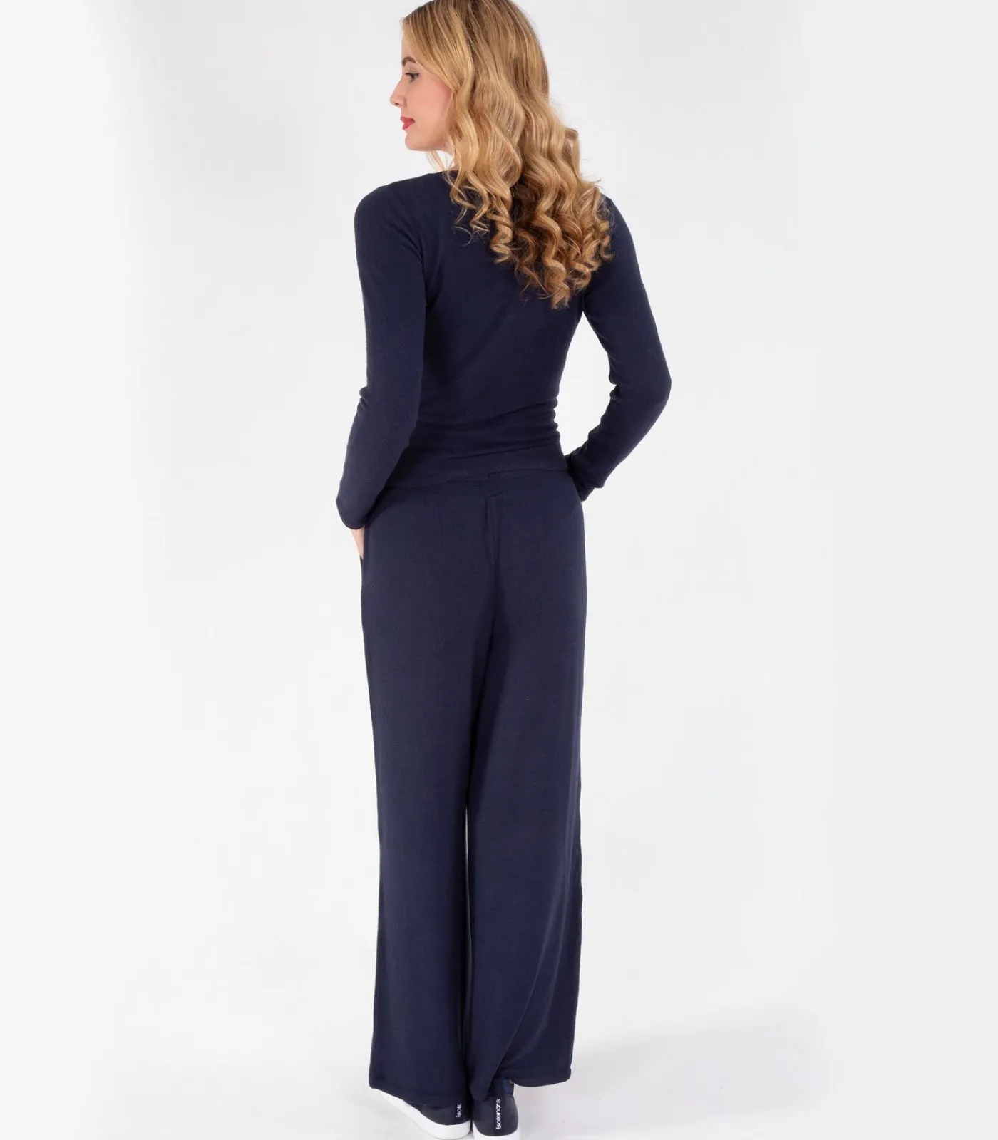 ISOTONER Damesbroek met wijde pijpen Navy navyBlue Hot