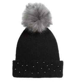 ISOTONER Damesmuts met parels Zwart black New