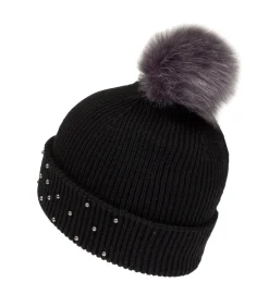 ISOTONER Damesmuts met parels Zwart black New