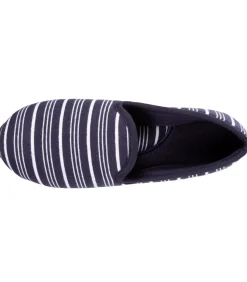 ISOTONER Damesslippers charentaise Gestreept navyBlue Hot