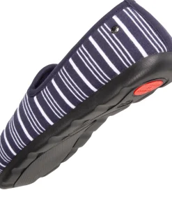 ISOTONER Damesslippers charentaise Gestreept navyBlue Hot