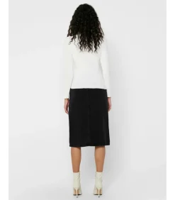 Only Dames-T-shirt Emma met lange mouwen - Col Montant white Hot