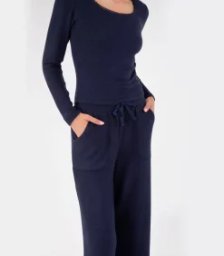 ISOTONER Dames-T-shirt met vierkante hals Navy navyBlue Best