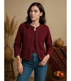 J&JOY Damesvest met knoopsluiting bordeaux Discount