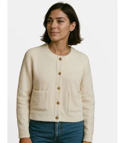 J&JOY Damesvest met knoopsluiting en zakken beige Sale