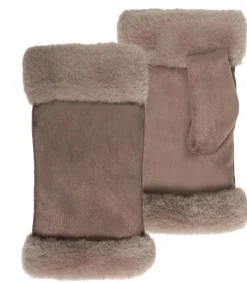 ISOTONER Dameswanten met imitatiebontrand taupe Best
