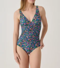 Janine Robin 1-delig laag uitgesneden badpak Florenza blue Outlet