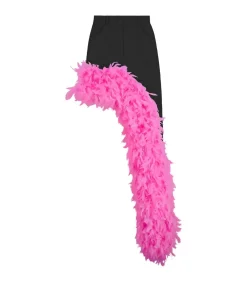 ÚCHÈ Denim asymmetrische rok met roze verenversiering pink Discount