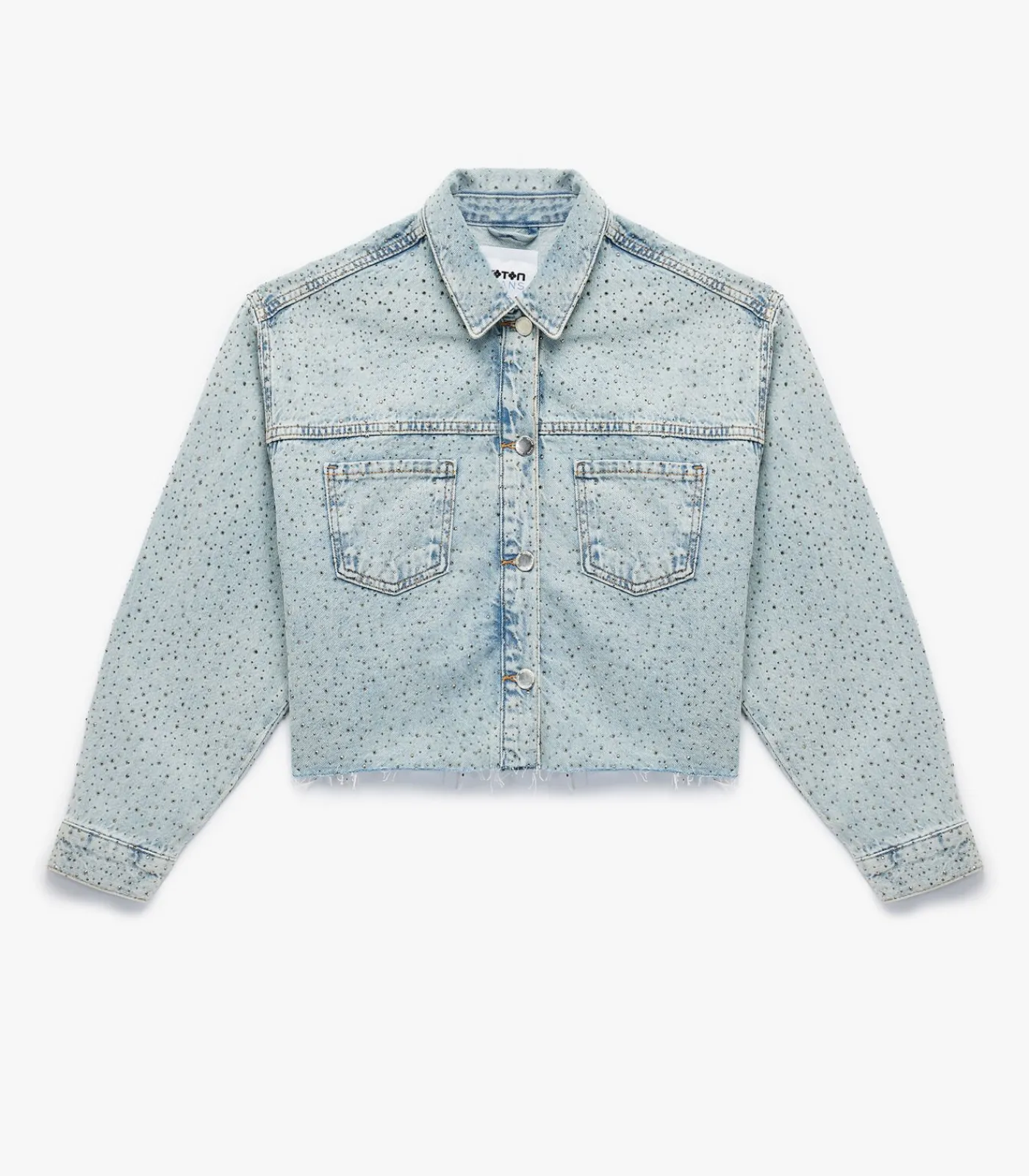 Koton Denim Jas Knoopsluiting Lange Mouwen Met Strass Indigo