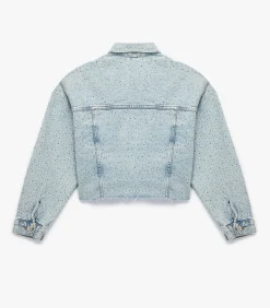Koton Denim Jas Knoopsluiting Lange Mouwen Met Strass Indigo