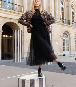 Deeluxe DJUDY - Geplooide tule rok tot op de helft met een vloeiende drapering bordeaux Best