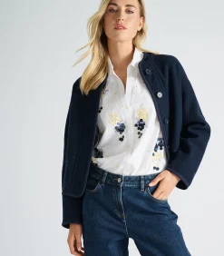 Marie Méro Donkerblauw jasje in vervilte wol darkBlue Sale
