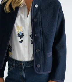 Marie Méro Donkerblauw jasje in vervilte wol darkBlue Sale