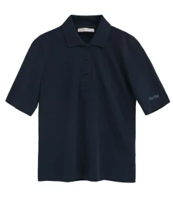 Polo Club Donkerblauwe polo met halflange mouwen en geborduurd -logo navyBlue Online