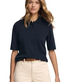 Polo Club Donkerblauwe polo met halflange mouwen en geborduurd -logo navyBlue Online