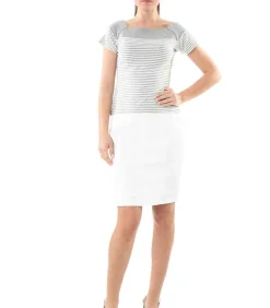 Conquista Donkerolijfgroene wikkeljurk met ruches – Viscosemix, 3/4 mouw white Hot