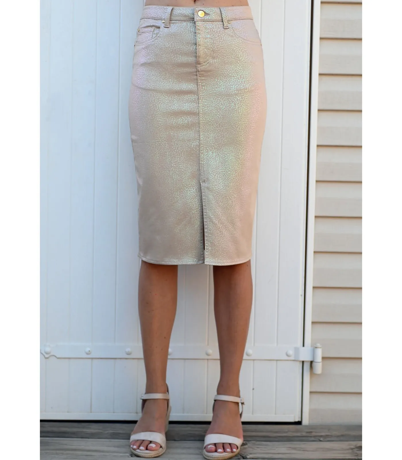 BLEU D'AZUR DOUC - STRETCH KATOENEN ROK beige Sale
