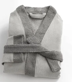 Linandelle Dubbelzijdige badstof nestbadjas van donkerbruin katoen l taupe Outlet