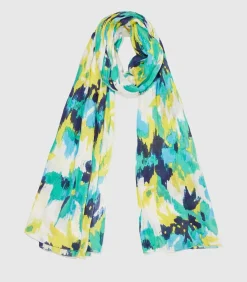 La Fiancée Ecovero AURELIA grote sjaal met print green New