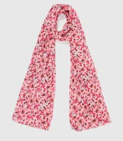 La Fiancée Ecovero AURELIA grote sjaal met print darkPink Clearance