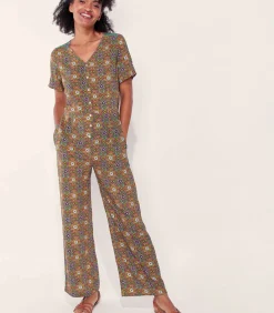 La Fiancée ecovero MAYZI vloeibare jumpsuit darkBeige Clearance