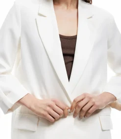 Koton Ecru Blazer Lange Mouwen Kruisdetail Zakdetail beige Best