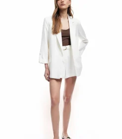 Koton Ecru Blazer Lange Mouwen Kruisdetail Zakdetail beige Best