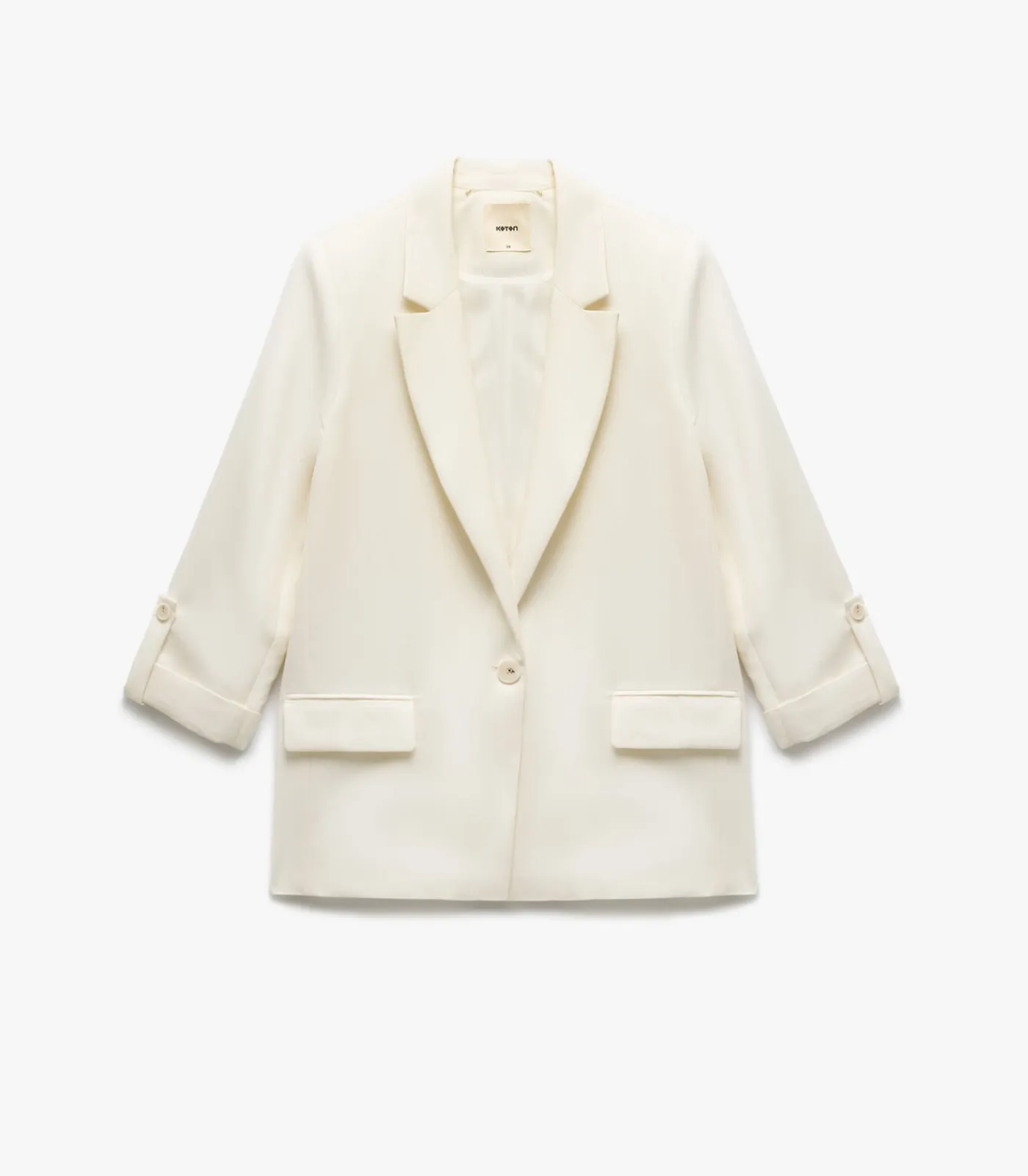 Koton Ecru Blazer Lange Mouwen Kruisdetail Zakdetail beige Best