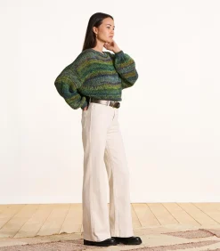 La Fée Maraboutée Ecru jeans met wijde pijpen van organisch katoen offWhite Discount