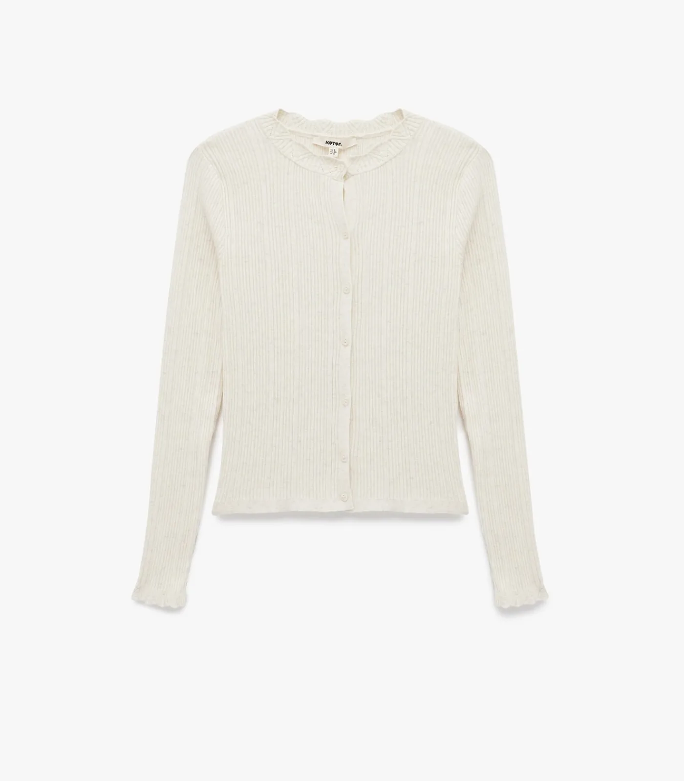 Koton Ecru Lange Mouwen Trui Met Knoopsluiting white Hot