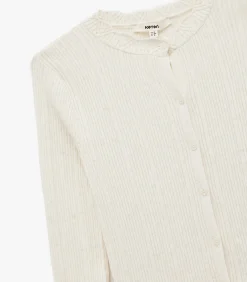 Koton Ecru Lange Mouwen Trui Met Knoopsluiting white Hot