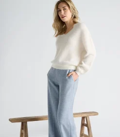 Marie Méro Ecru pull met v-hals creme Outlet