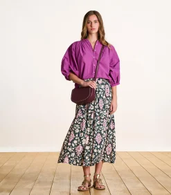 La Fée Maraboutée Effen roze blouse van katoen met 3/4 mouwen fuchsia Best