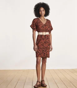 La Fée Maraboutée Elastische ecru riem met bamboe gesp offWhite