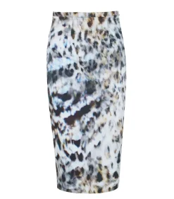 Conquista Elastische gabardine kokerrok met luipaardprint multicolor Discount