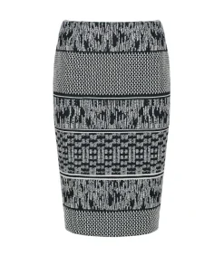 Conquista Elastische Gabardine-kokerrok tot onder de knie met luipaardprint black Online