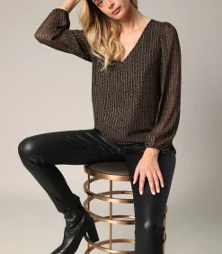 Deeluxe ELLINA - Soepelvallende blouse met grafisch patroon black Online