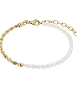 NOELANI Enkelband voor dames, roestvrij staal, schelp middenkraal gold New