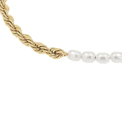 NOELANI Enkelband voor dames, roestvrij staal, schelp middenkraal gold New