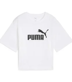 PUMA Ess Cropped No. 1 Logo Relaxed Tee white Hot