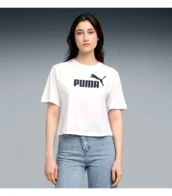 PUMA Ess Cropped No. 1 Logo Relaxed Tee white Hot